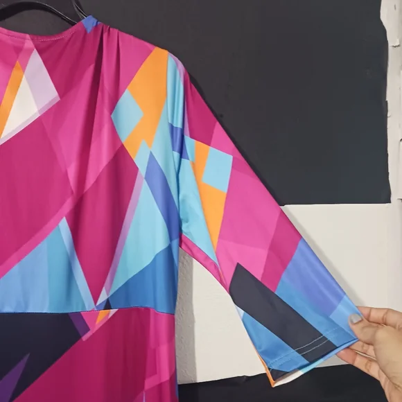 Women Multicolor block tie belted maxi dress - Picture 12 of 13